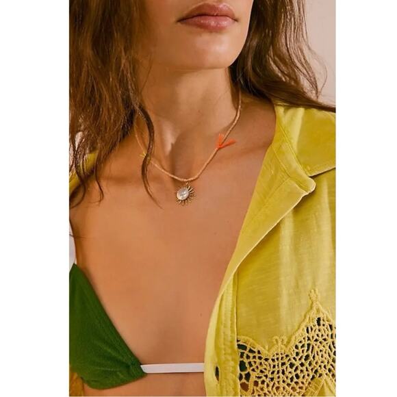 Free People Ariana Ost Sunlight Choker in Citrine NWT Sun Charm Bohemian Dainty - Picture 3 of 16